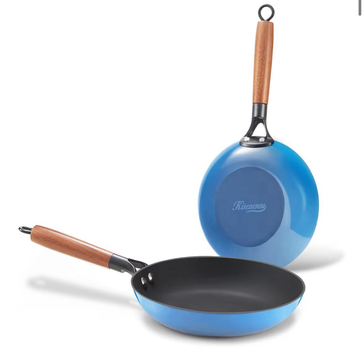 Enameled Cast Iron Skillets – Non Stick Frying Pans Set with Durable Wooden H…