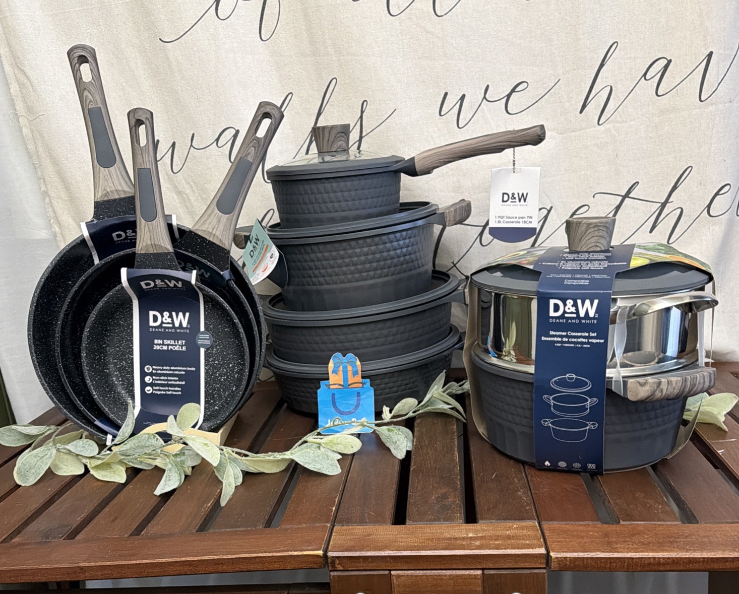 D&W Deane & White Cookware Collection Set 14 pc Casserole Pan Set Black NEW
