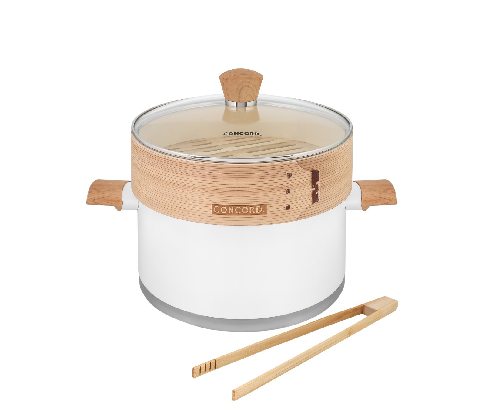 CONCORD 10″ Stainless Steel Steamer Pot with Natural Bamboo Steamer