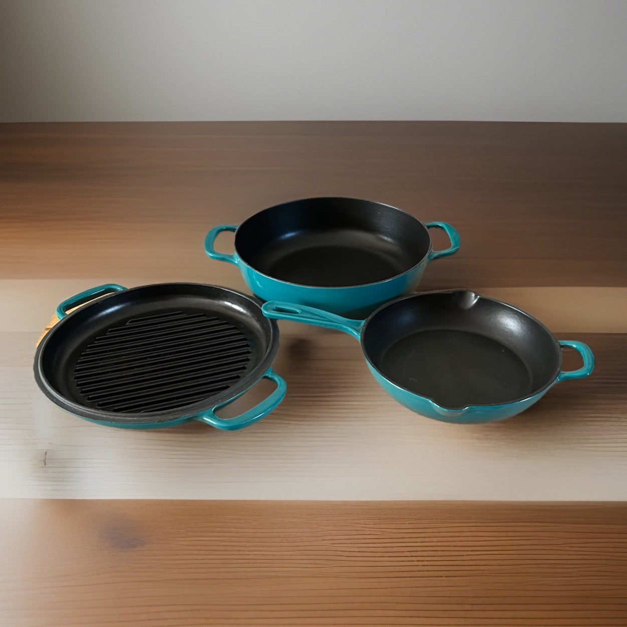 Member s Mark 3-Piece Enamel Cast Iron Set Blue.
