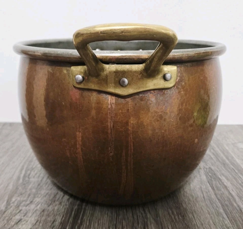 Ruffoni Historia~Hammered Copper Stock Pot 7.5 Qt. Tin Line NO Lid~Italy. READ⚠️