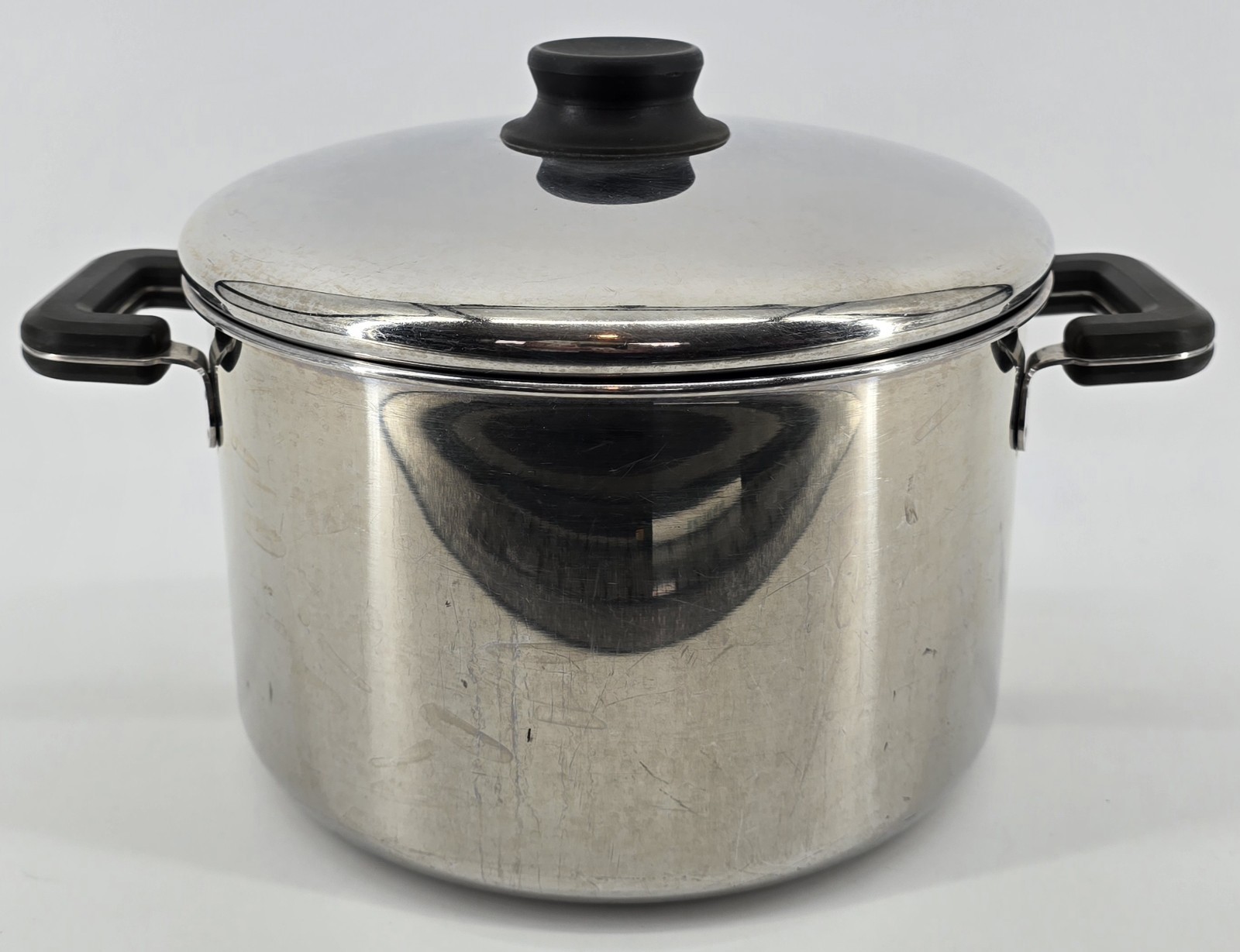 Vtg The Cooks Bazaar Cookware Stockpot w/ Lid 10×6″ Copper Stainless 8 Qt Soup