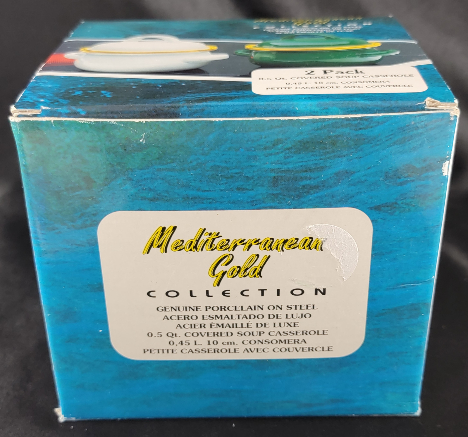 2 Pack Covered Soup Casserole Bowl Pot 0.5 Quart Mediterranean Gold Collection