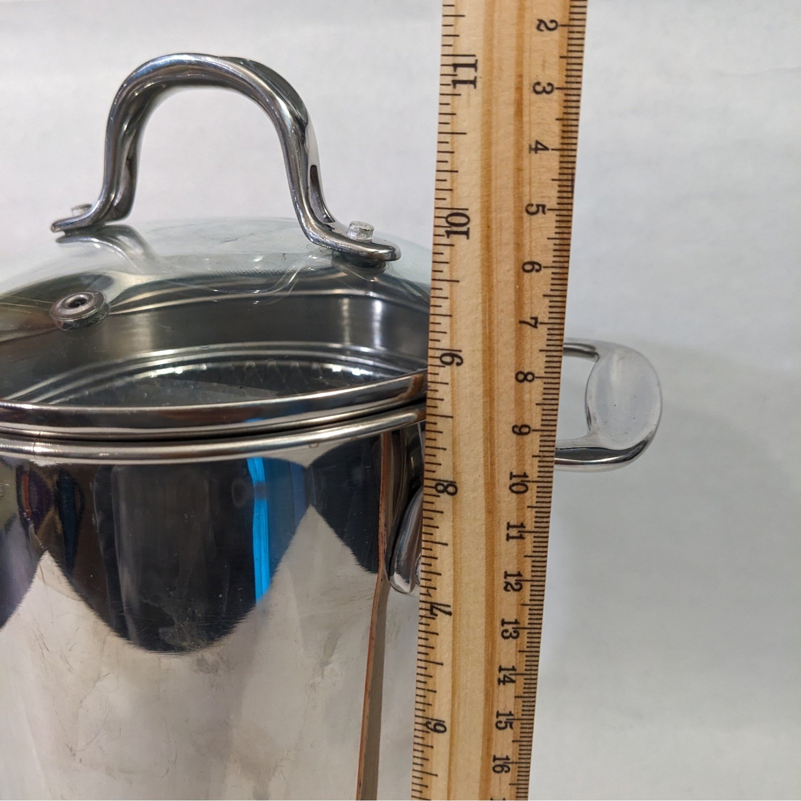 Crate & Barrel Stainless Steel Asparagus Steamer Pot with Basket and Glass Lid