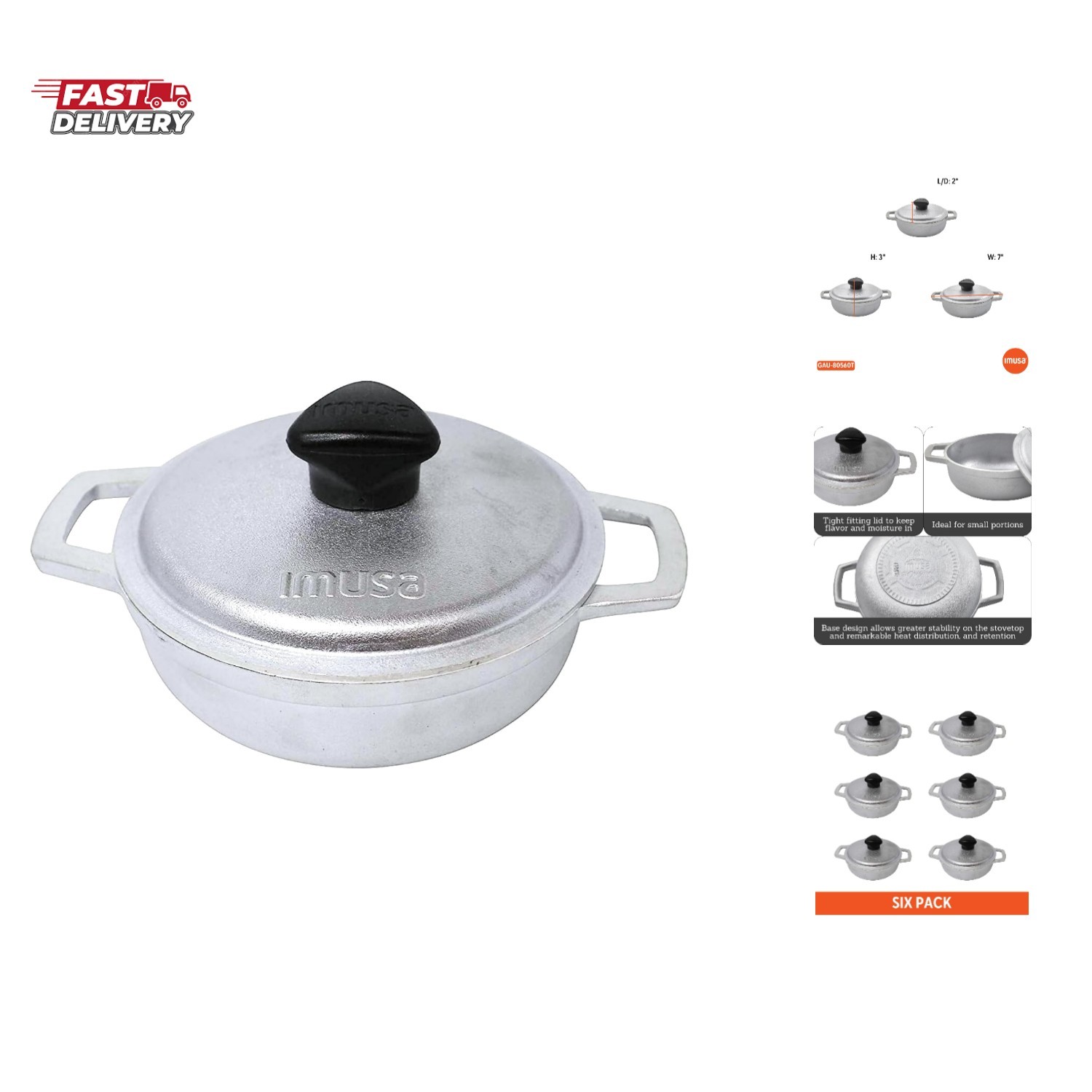 0.5Qt Mini Cast Aluminum Traditional Caldero Set with Lid,Silver