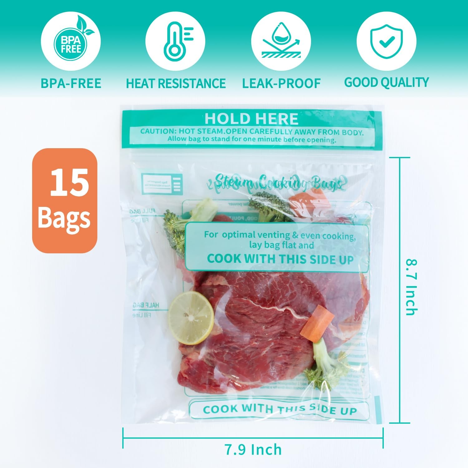 Microwave Steamer Bags 30 Pack 7.9×8.7 inch Zip Steam Vegetable Cooking Bag