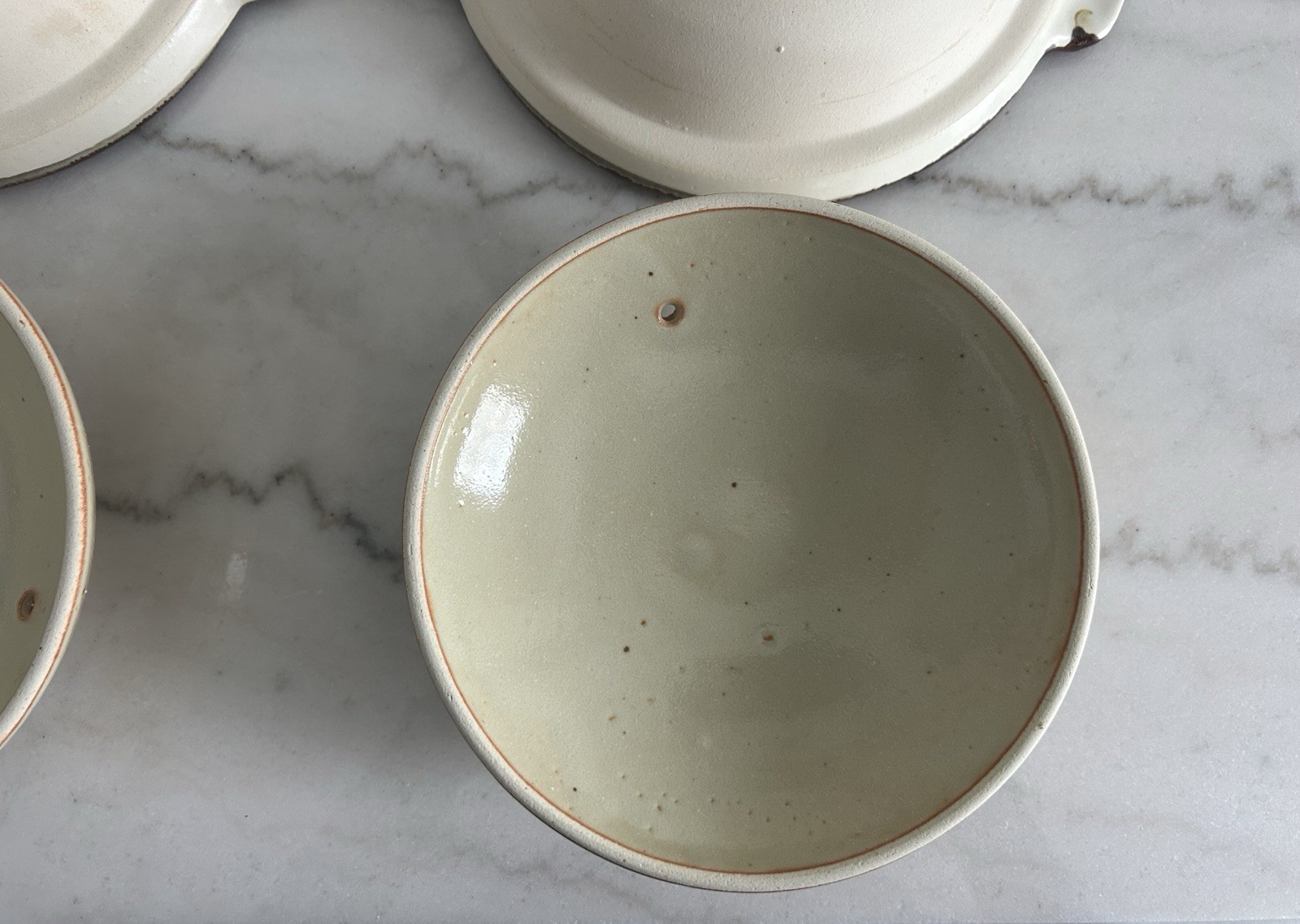 Nice! Set Of 2 Vintage Japanese Banko Shino Ware Donabe Clay Earthenware Pots