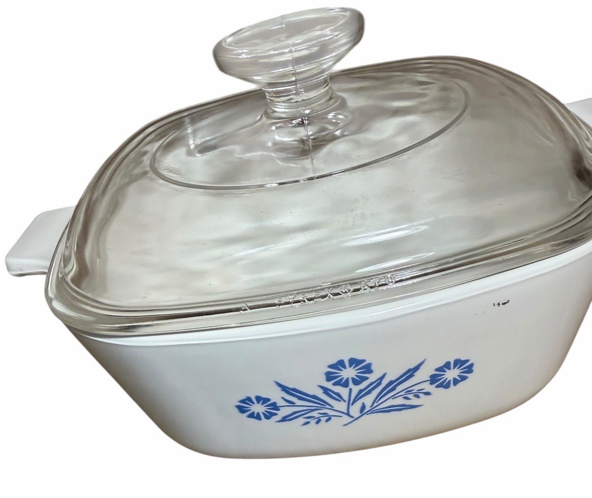 Corning Ware 1.5 Qt White Vintage Cornflower Blue Floral Square P-1 1/2-B Dish
