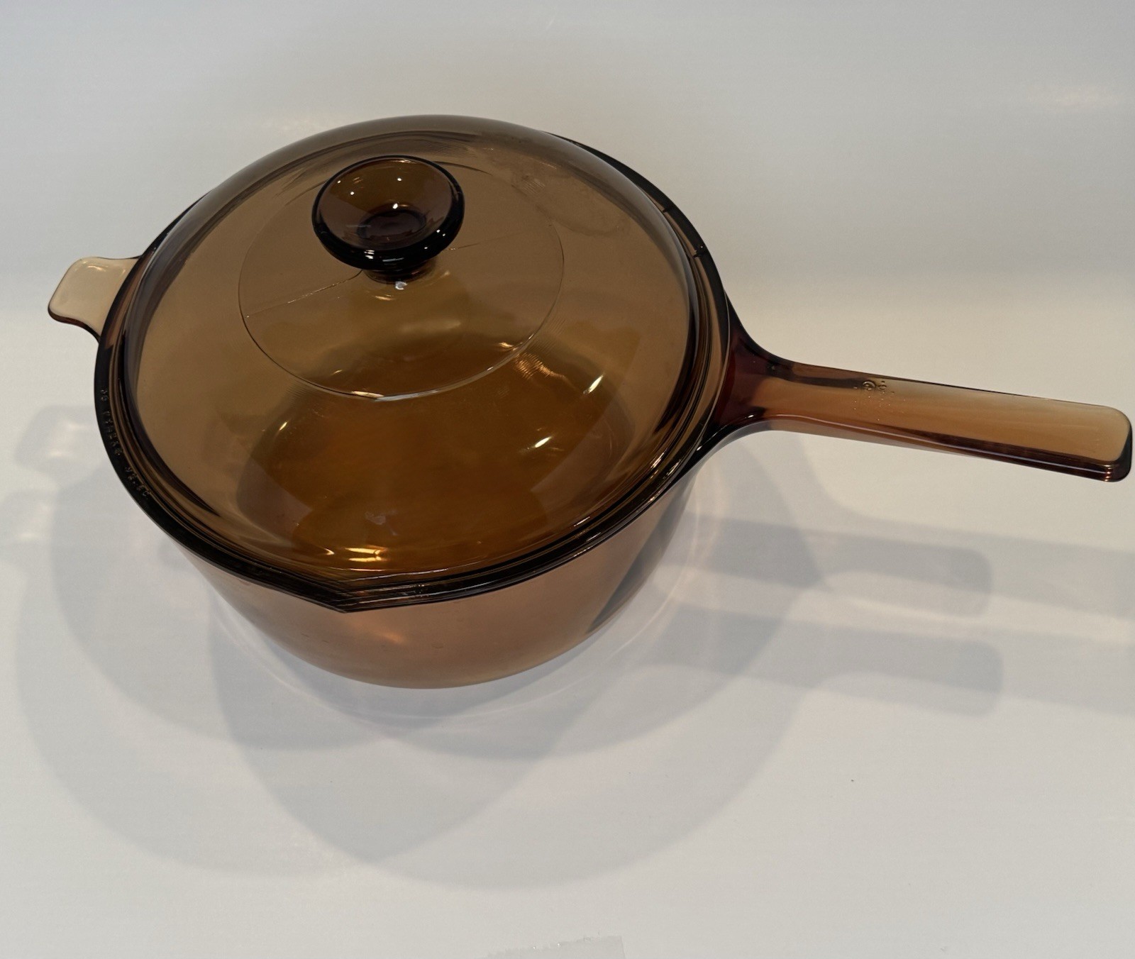 Vintage Corning Visions Amber Glass 2.5L Saucepan Pot with Lid V-2.5-B USA