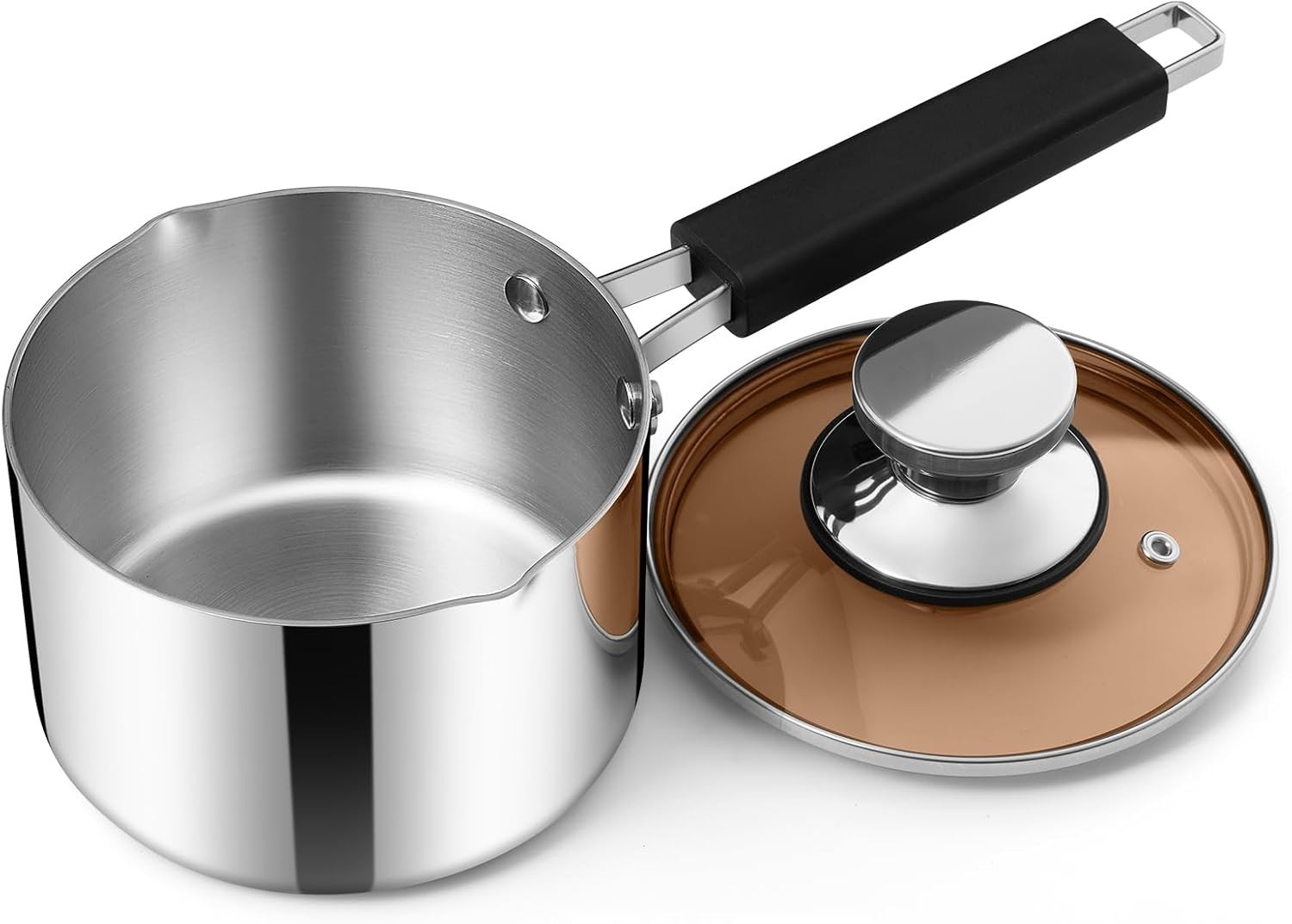 1 Quart Sauce Pan with Lid, Stainless Steel Tri-Ply All Clad Small Cooking Pot