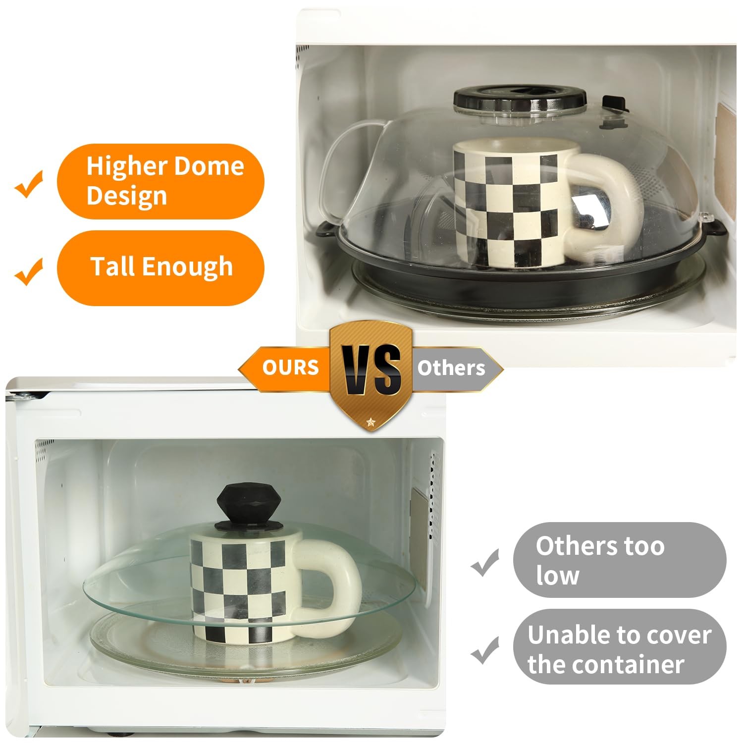 10.2 Inch Microwave Splatter Cover Lid with Water Steamer Microwave Splash Guard