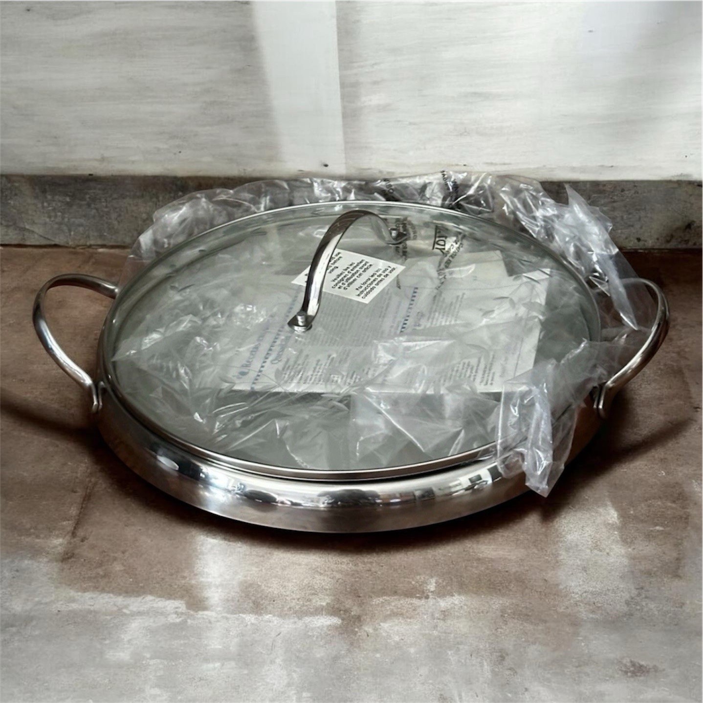 Princess House Heritage 12″ 18/10 Stainless Steel Heavy Duty Griddle w Glass Lid