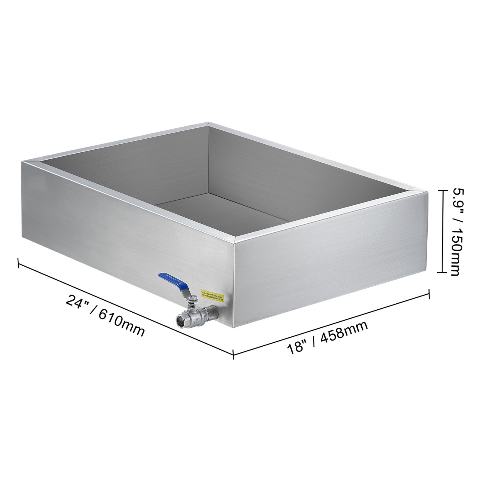 Maple Syrup Evaporator Pan 18X24X6 304 Stainless Steel W/Valve For Home Outdoor
