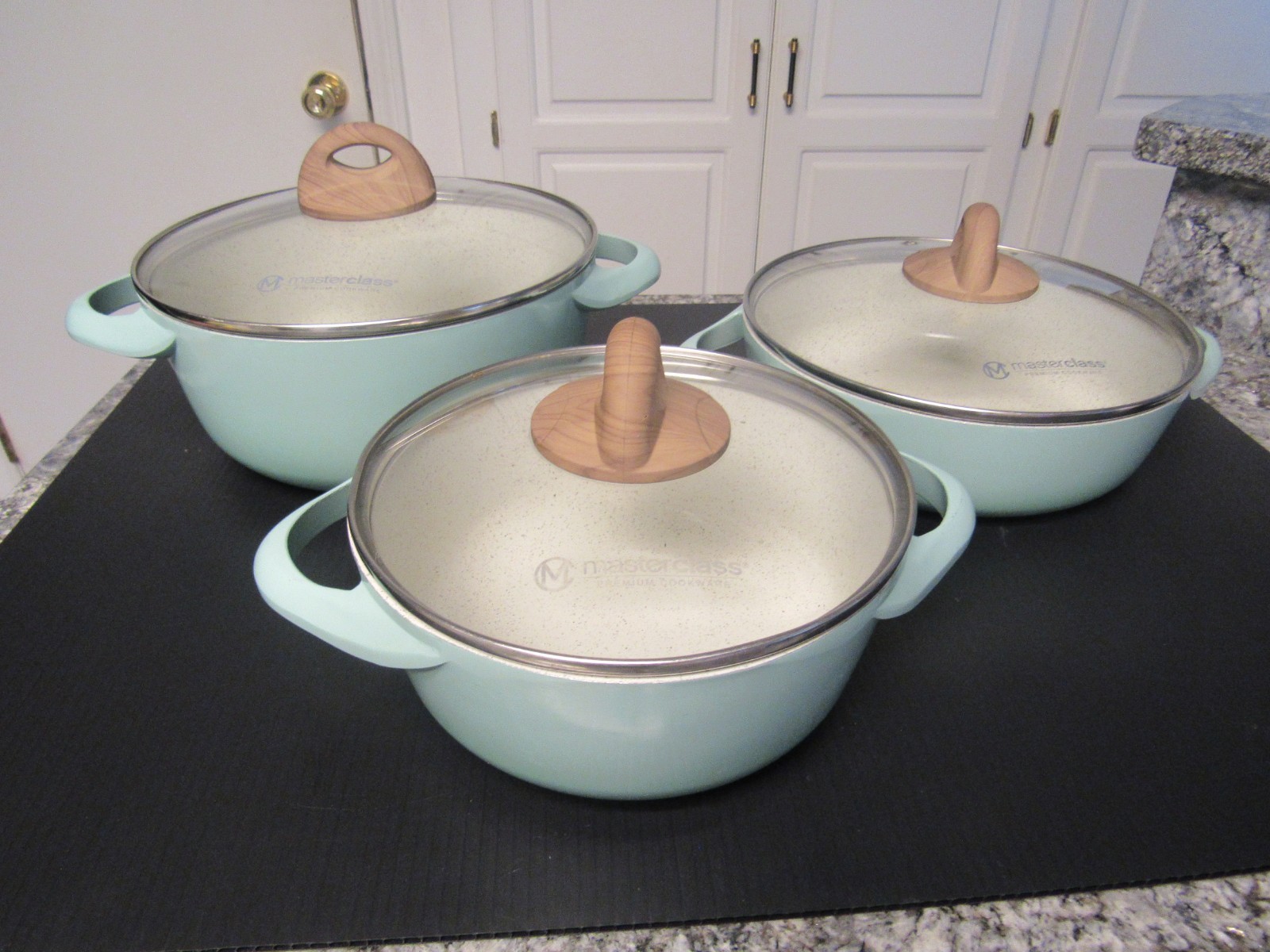 Lot of 3 Masterclass Premium Cookware Pots – Pans with Lids