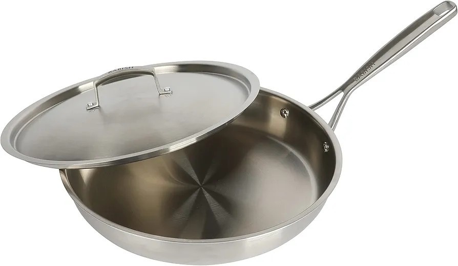 Babish 12-Inch Triply Stainless Steel Professional Grade Fry Pan w/ Lid