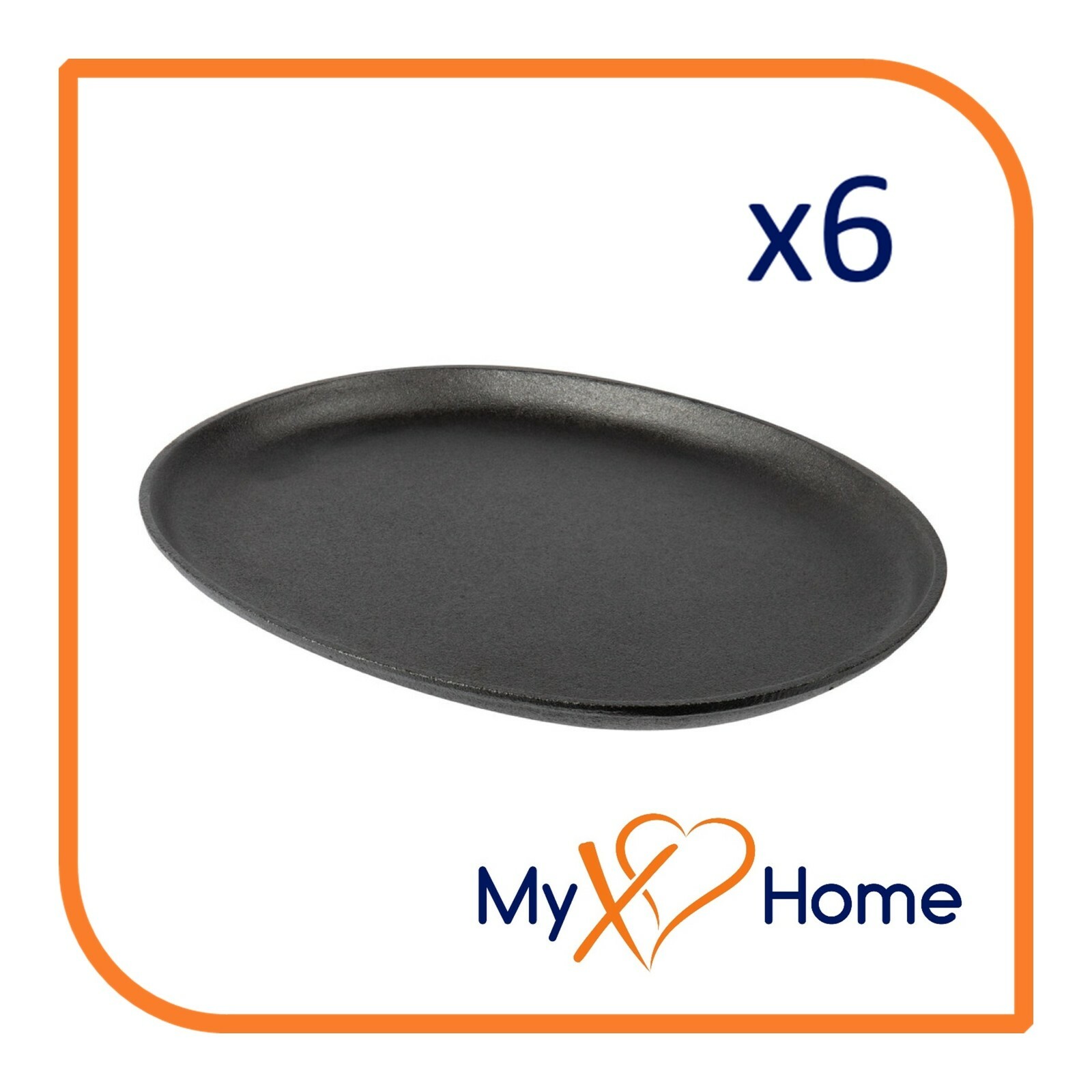 13″ x 10″ Oval Pre-Seasoned Cast Iron Fajita Skillet (6 Skillets) by MyXOHome