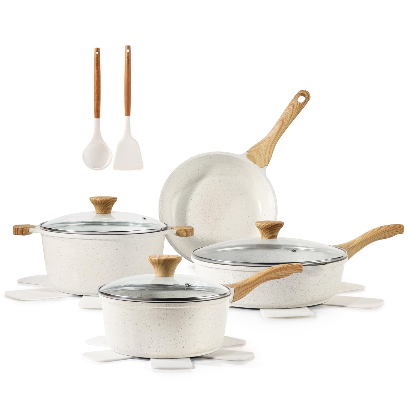 SENSARTE Nonstick Ceramic Cookware Set 13 Piece Non toxic Pots and Pans Set
