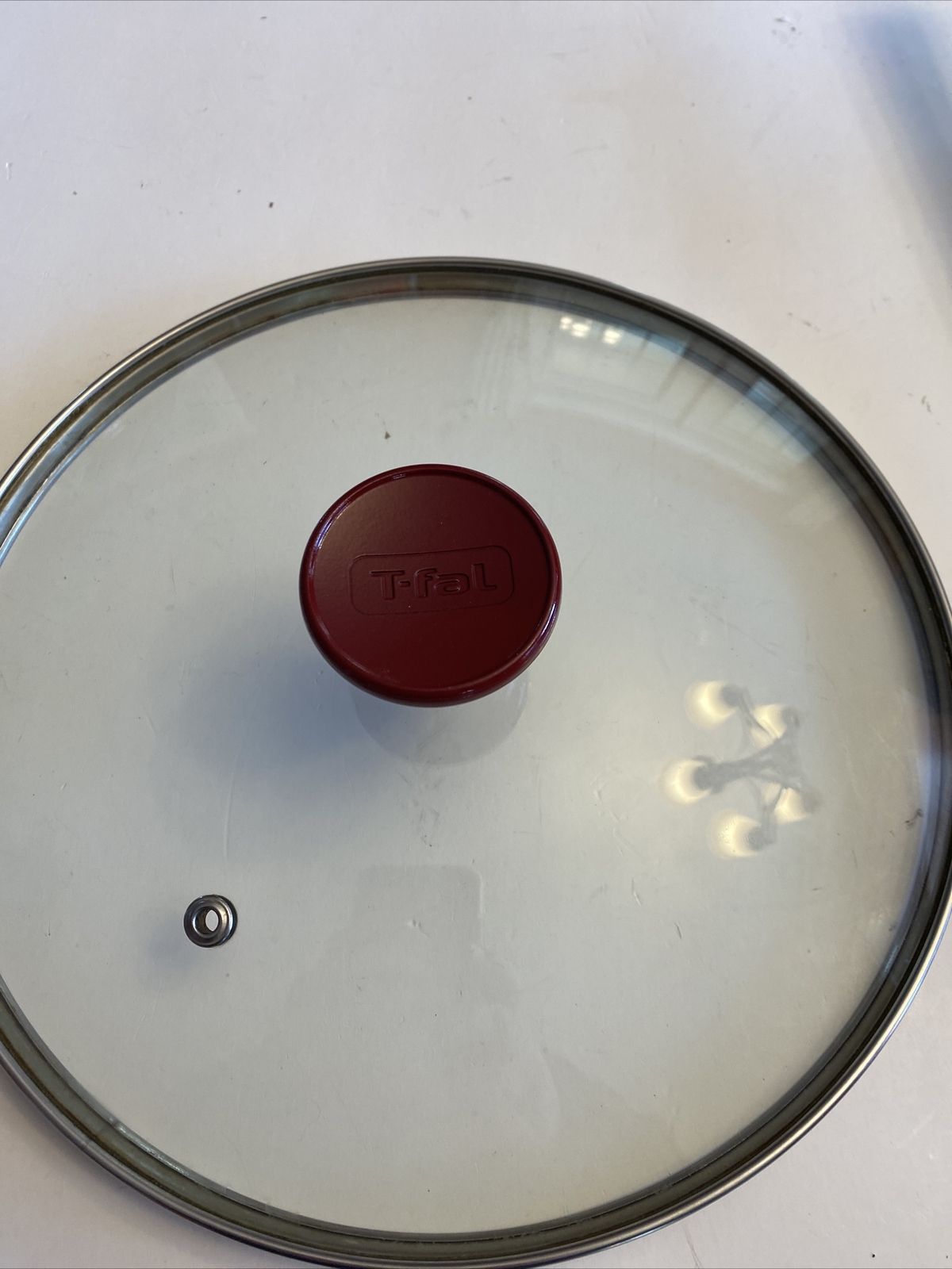 T-Fal Glass 9 1/2″ Glass Lid with Vent See Pictures For Actual Dimensions – RED!
