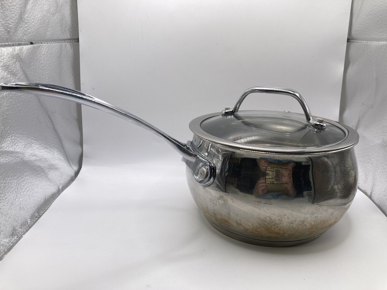David Burke Gourmet Pro Stainless 2.4 Qt/ 2.3 L Sauce Pan Glass Lid