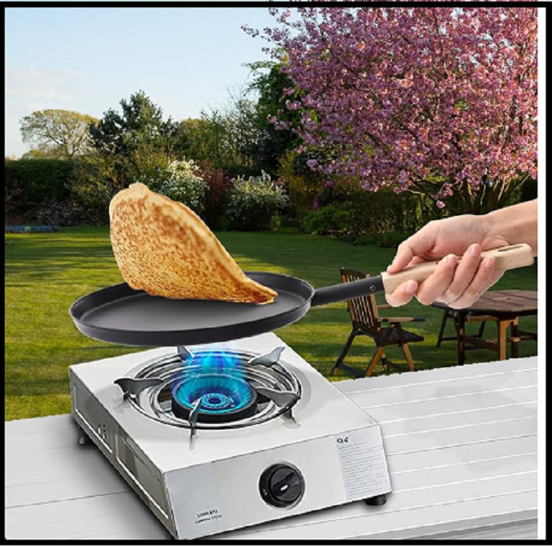 Frying Pan Skillet 8-inch Flat Crepe Pan, Lightweight Grill Pan with Wooden H…