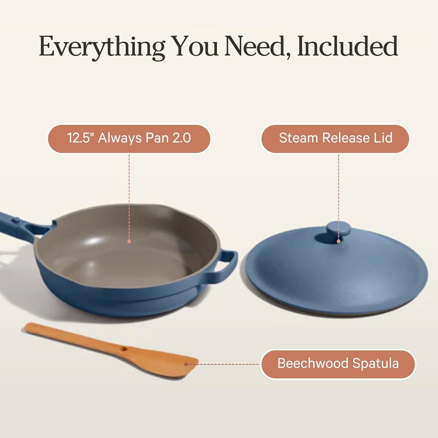 Our Place LARGE Always Pan 2.0 12.5” Ceramic Nonstick Pan w Lid BLUE SALT READ