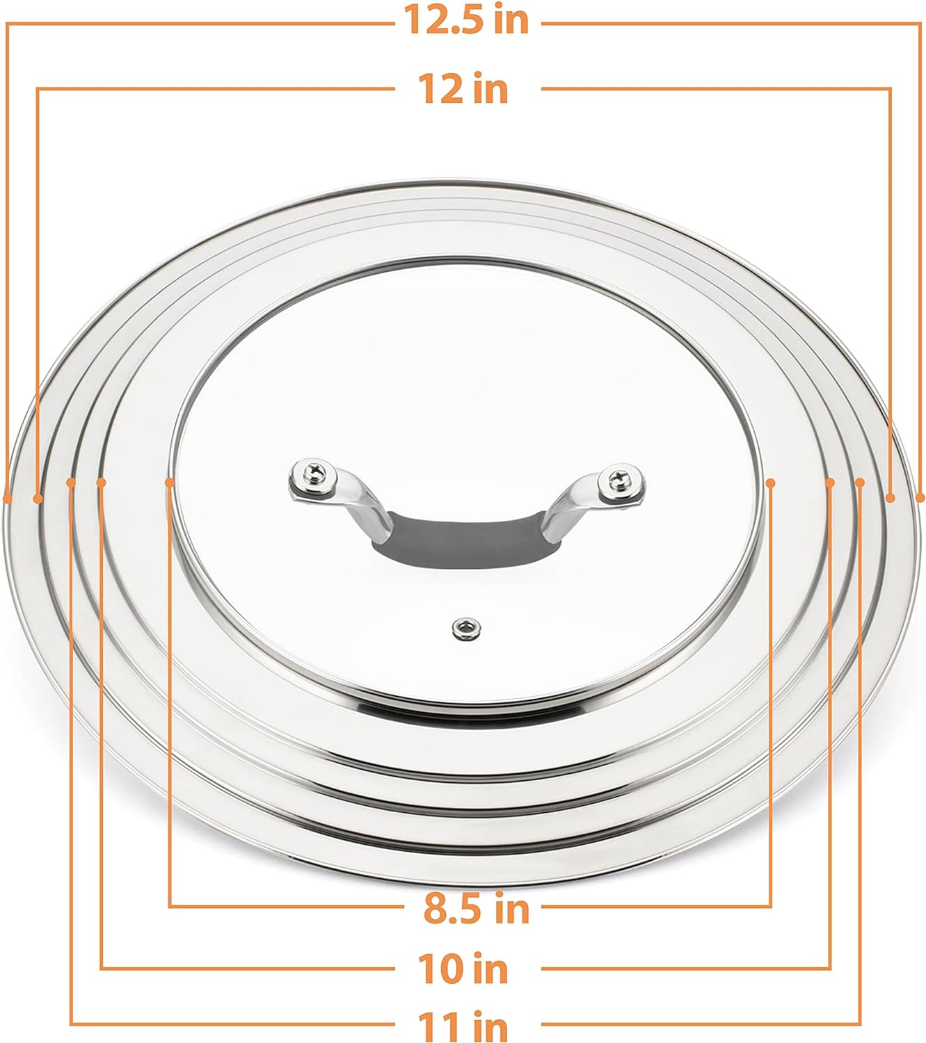 Stainless Steel Universal Lid for Pans Pots Fits 8.25 9 10 11 12 Inch Cast Iron