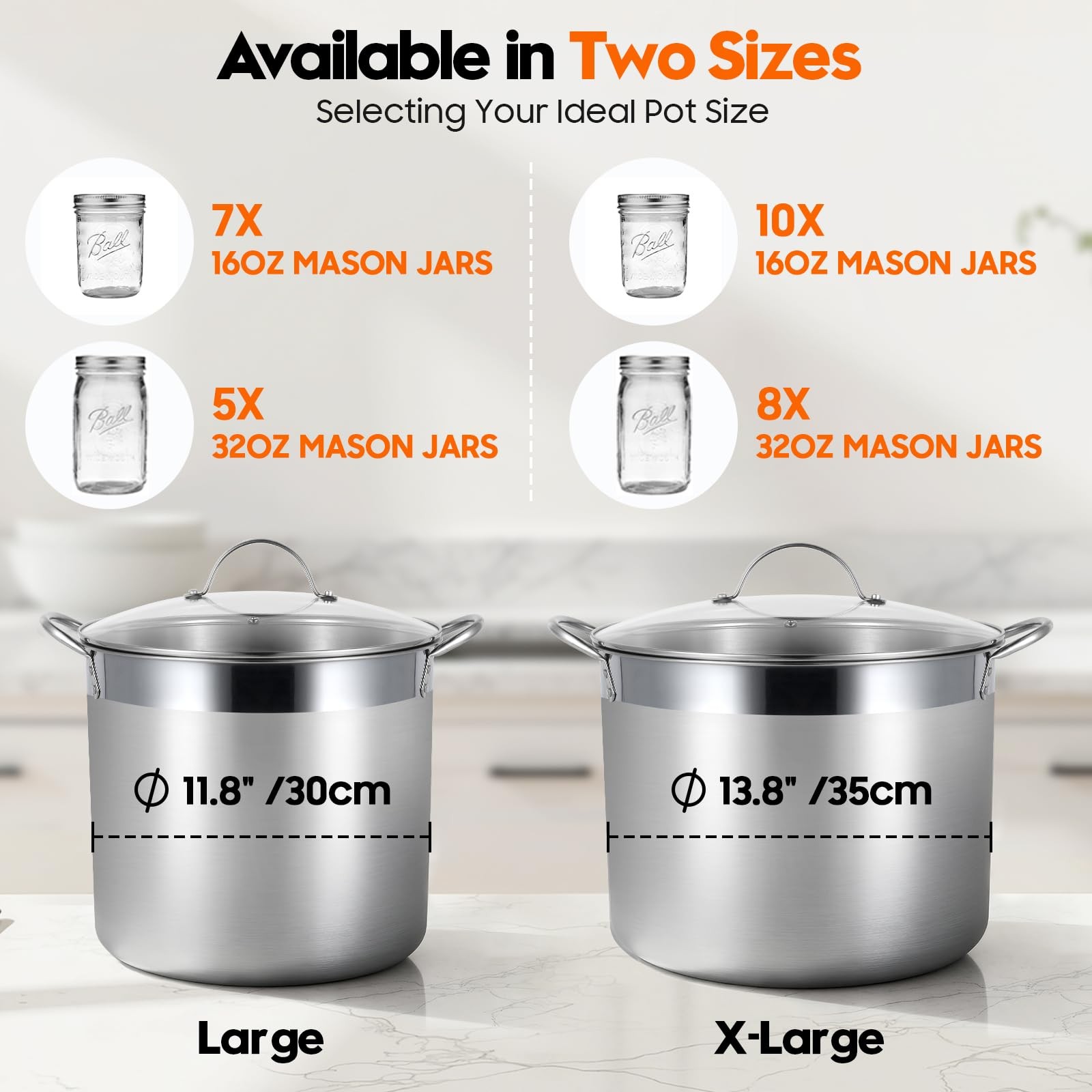 HOMKULA Stainless Steel Canning Pot with Rack and Lid Large Water Bath Canner