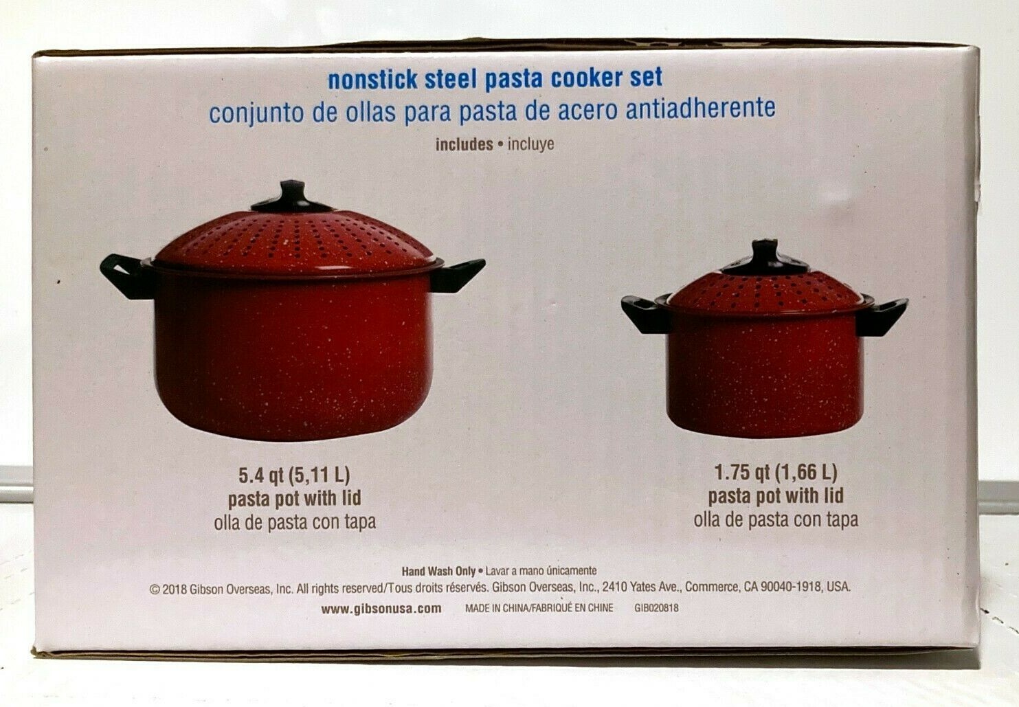 Gibson Home Casselman Pasta Cooker Set 4-Piece Red Nonstick Steel 5.4qt & 1.75qt