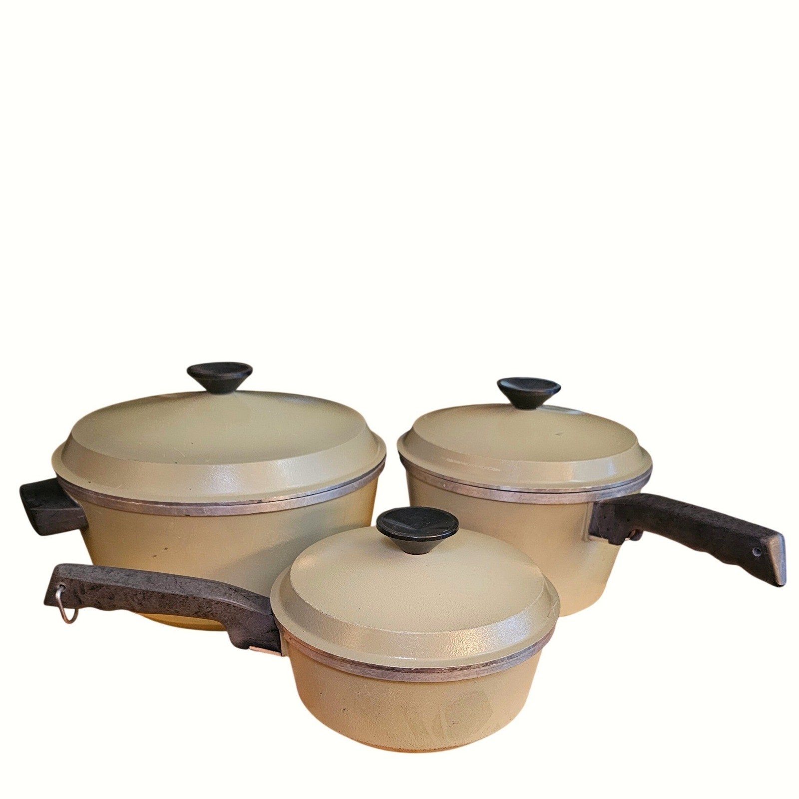Vintage Avacado Colorama by Regal Aluminum Cookware Set 3 Pots w Lids USA MCM
