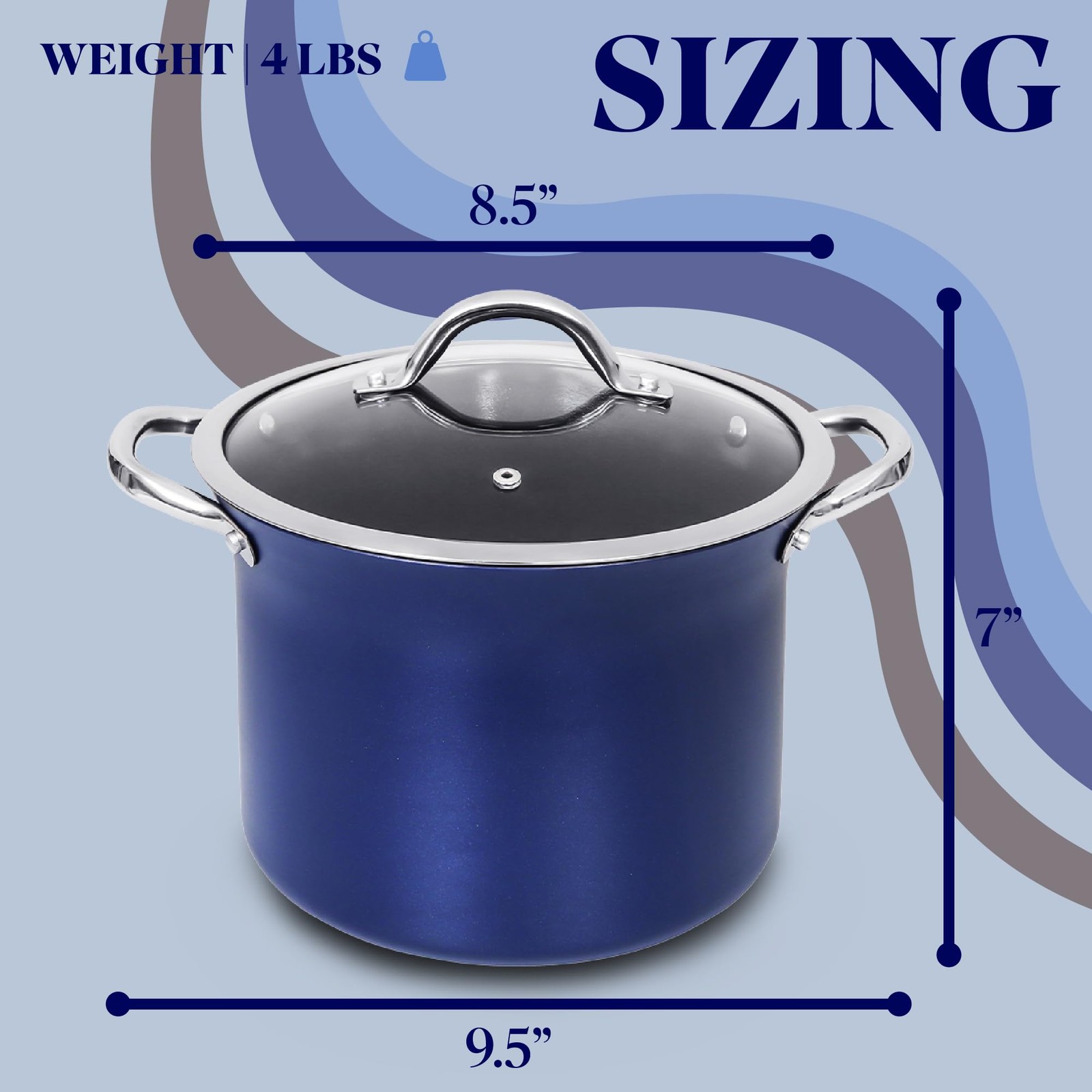 CONCORD Sapphire Nonstick 7 Quart Stock Pot Cookware Set (Induction )
