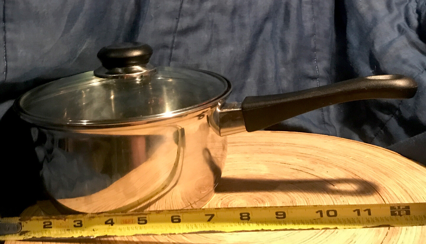 TRAMONTINA 18/10 STAINLESS STEEL COVERED POT 2 Qt. 7 3/4”ACROSS 4 3/4” DEEP