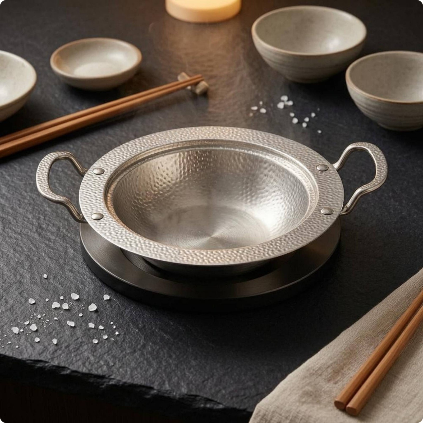 Round Stainless Steel Serving Pan One-Piece Construction for Cooking
