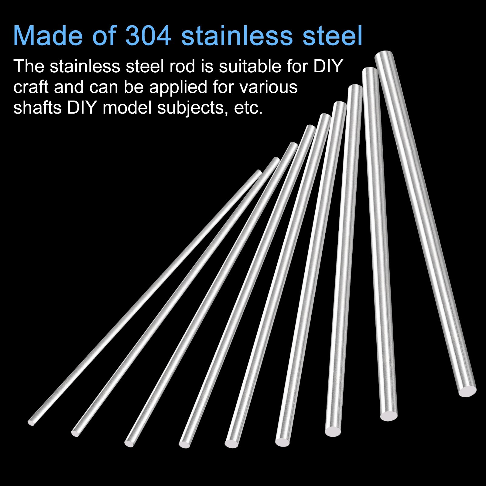 8pcs 304 stainless steel bars 6mm x 240mm for DIY RC
