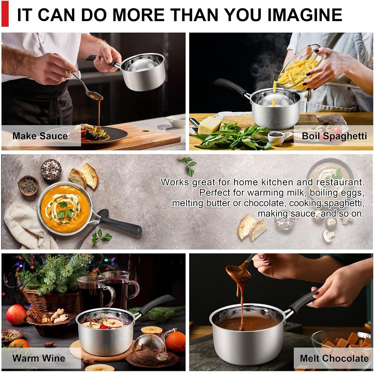 Joyfair 1Qt 18/10 Stainless SteJoyfair 1Qt 1el Saucepan with Lid, Small Milk Pot