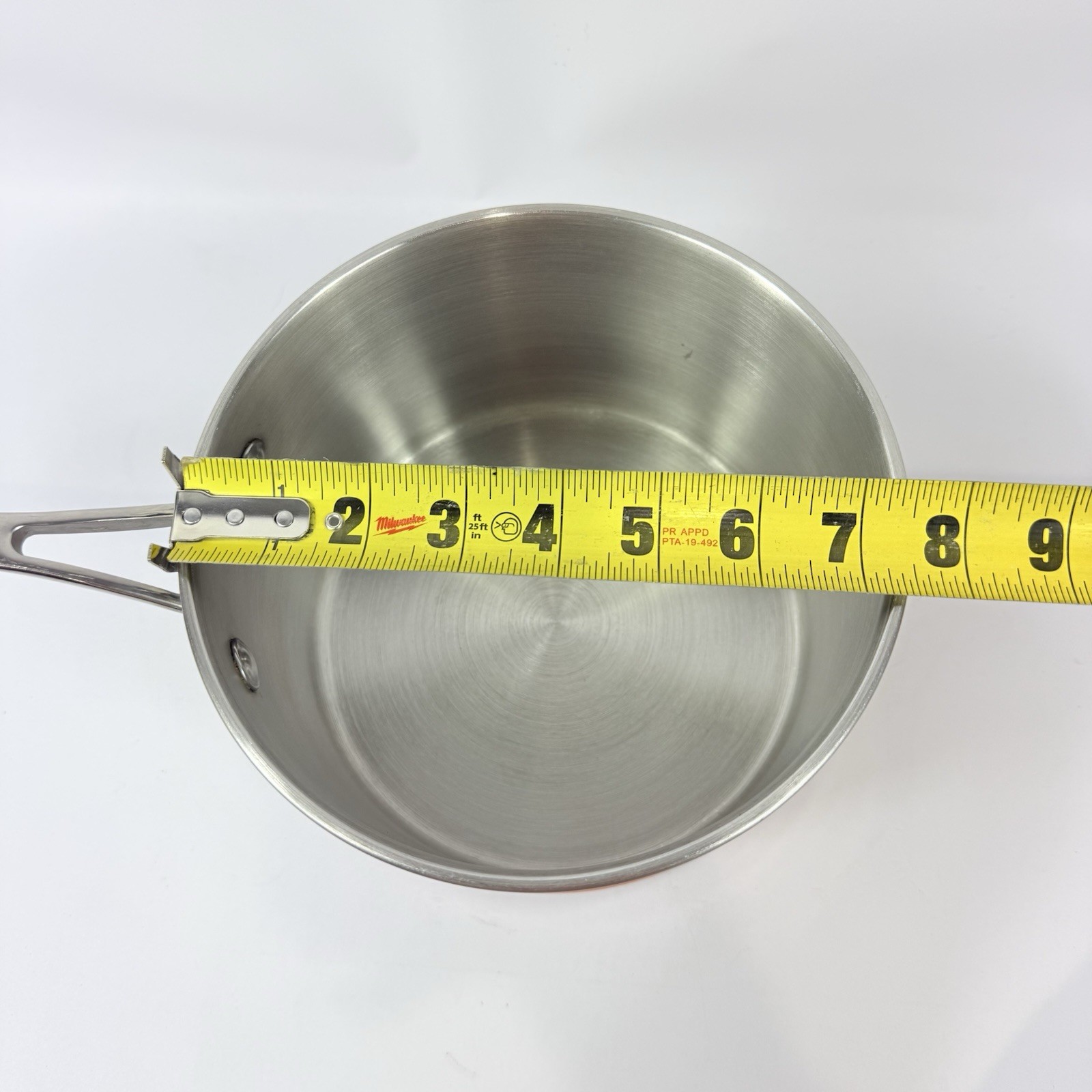 RK Real Kitchen Copper Bottom Large Stock Pot 7 x 4.5 Inches Stainless NO LID EX