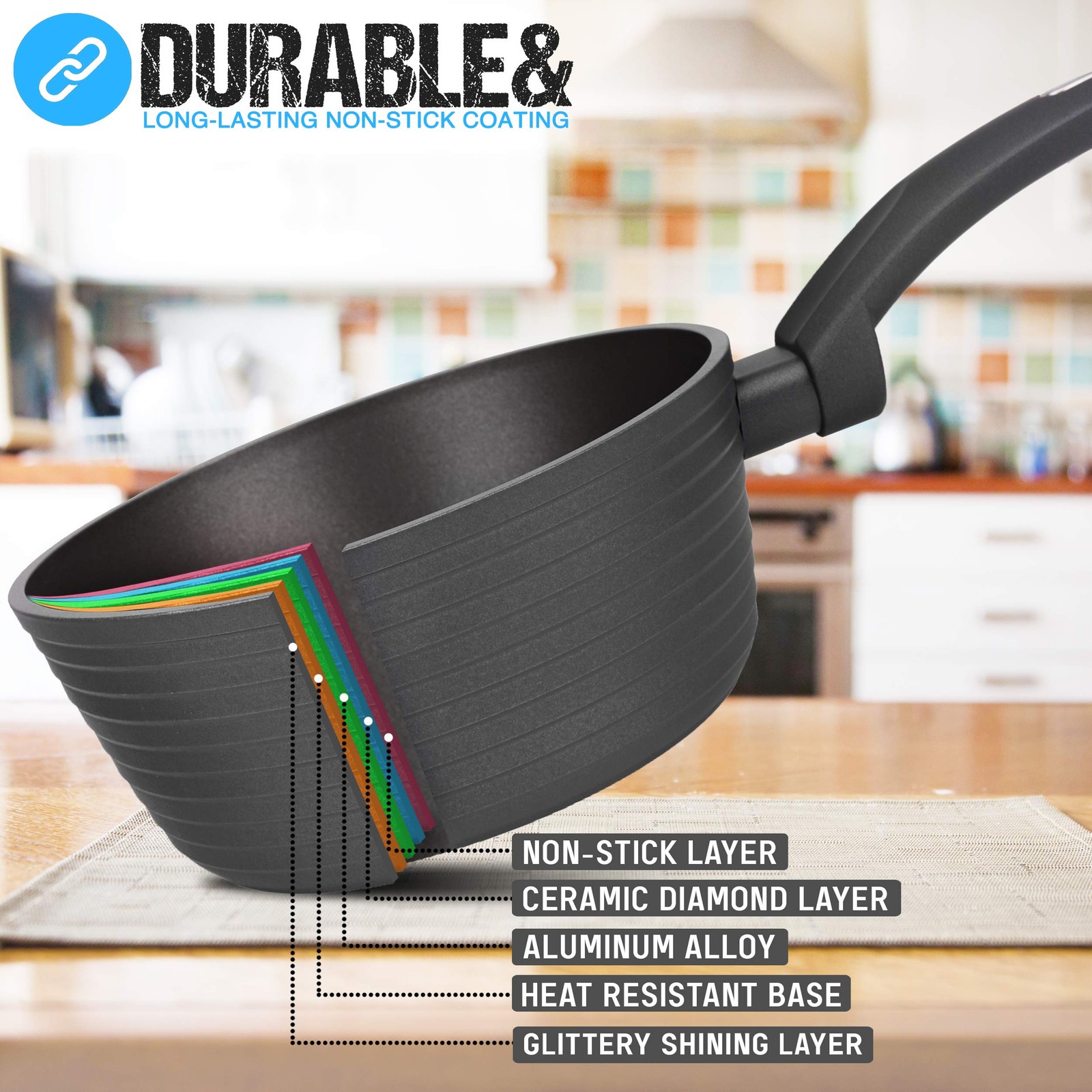 Nutrichef Replacement Part-Saucepan Pot Lid 1.7 Quart Small Black Prtnccw12Sp