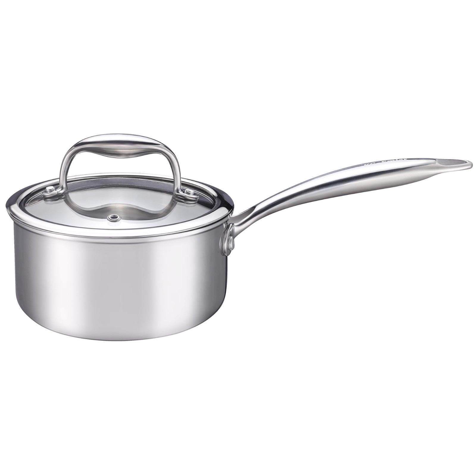 1-Quart Tri-Ply Stainless Steel Saucepan with Lid, Stay-Cool Handle, All Cooktop