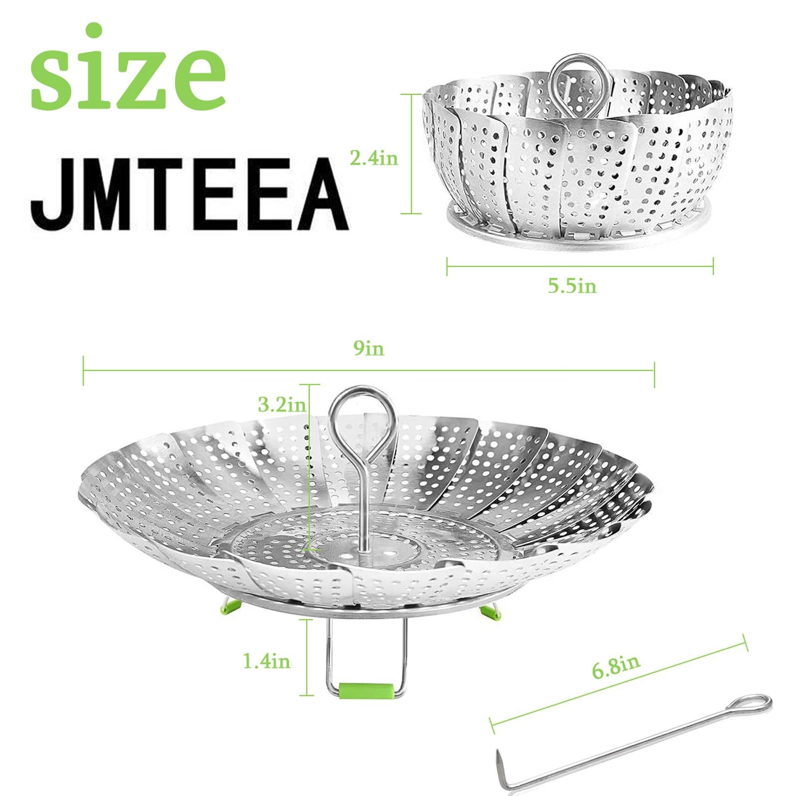 Stainless Steel Steamer Basket Adjustable Fits Pots Pans Pressure Cookers 5.19.