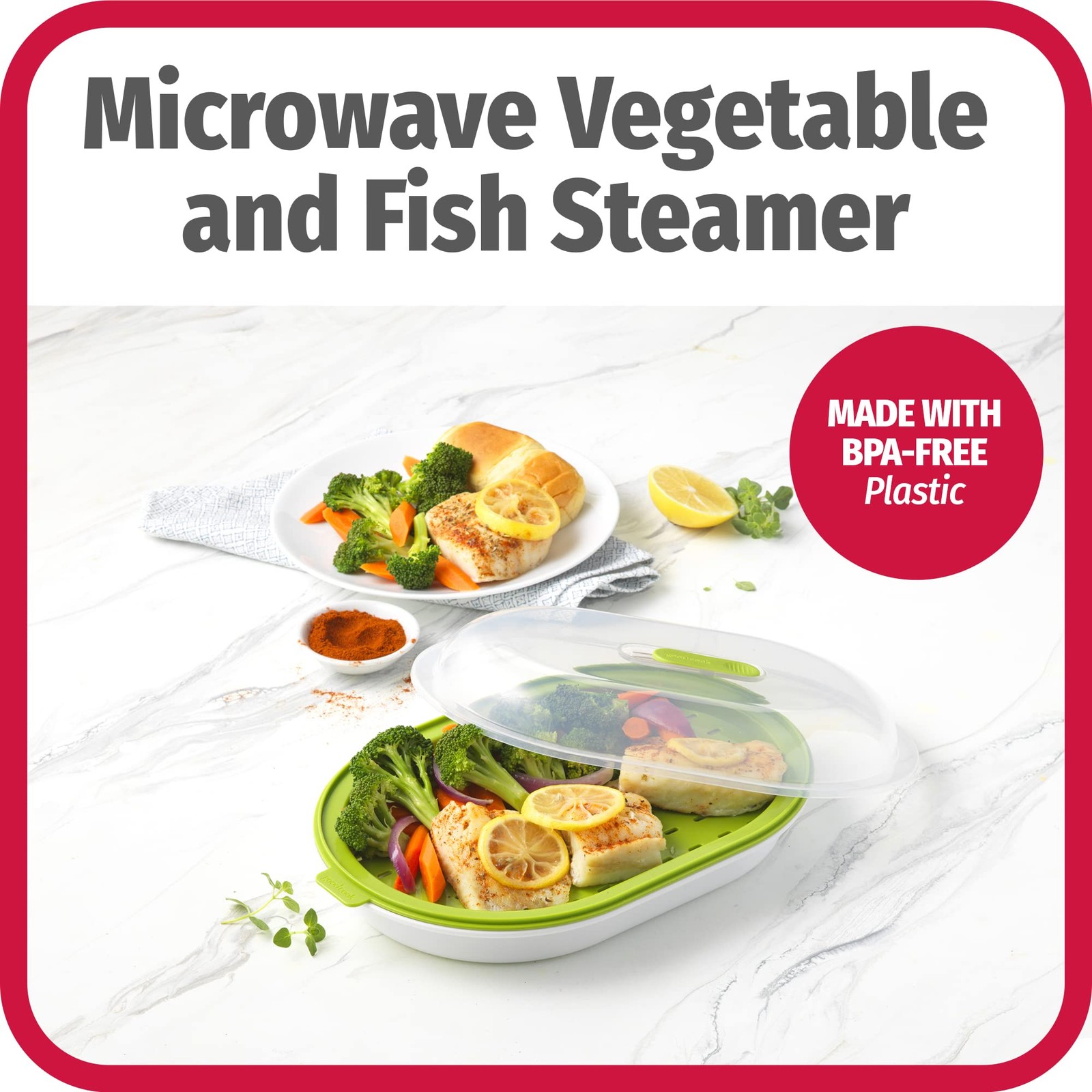 Everyday Microwave Food Steamer – Vegetable & Fish Cooker, Preserves Vitamins…