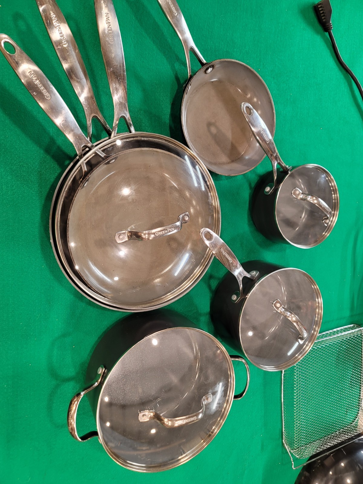 GreenPan Eras Ceramic Non-Stick 11-PC Cookware Set White USED Heavily