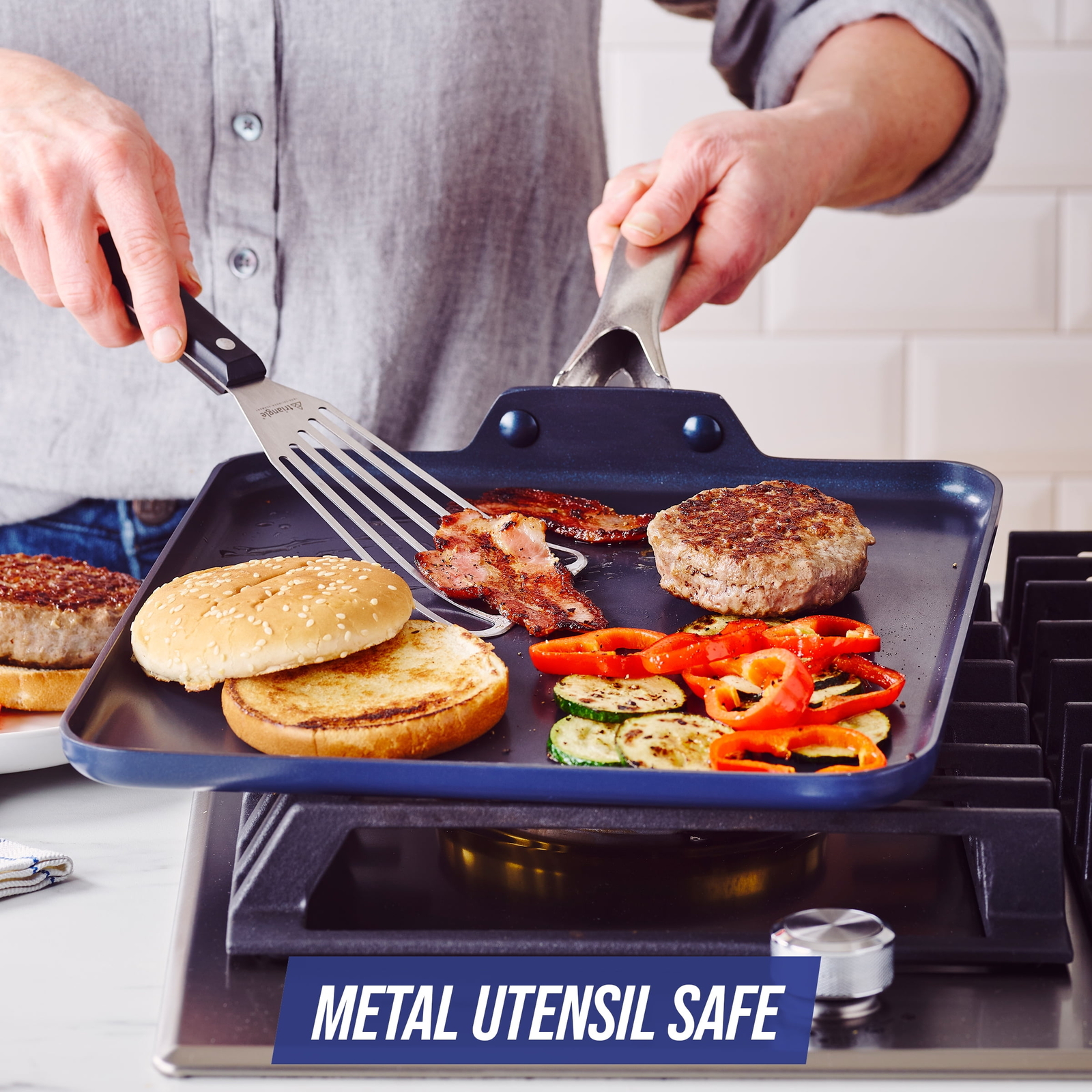 11” Griddle Non Stick Ceramic Coating Diamond-Hard Toxin Free Cooking All Stove