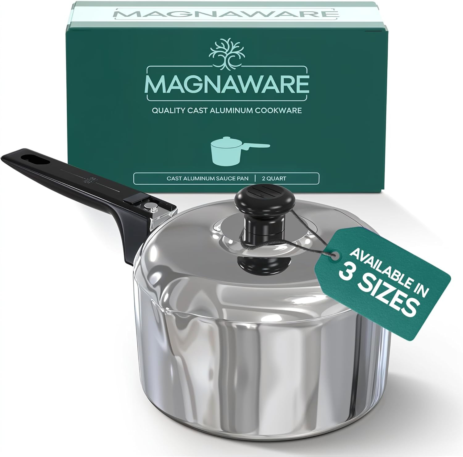 Lightweight 2-Quart Cast Aluminum Saucepan with Lid & Stay-Cool Handle