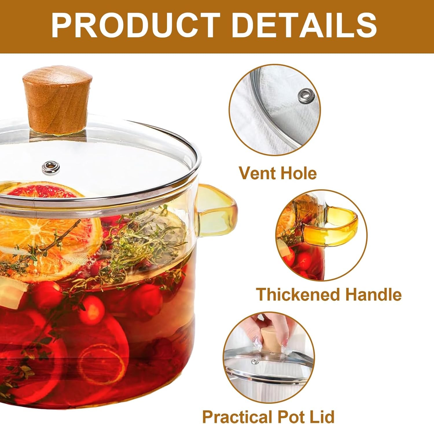 microwave, oven, dishwasher Transparent soup pot, aromatherapy pot, milk,