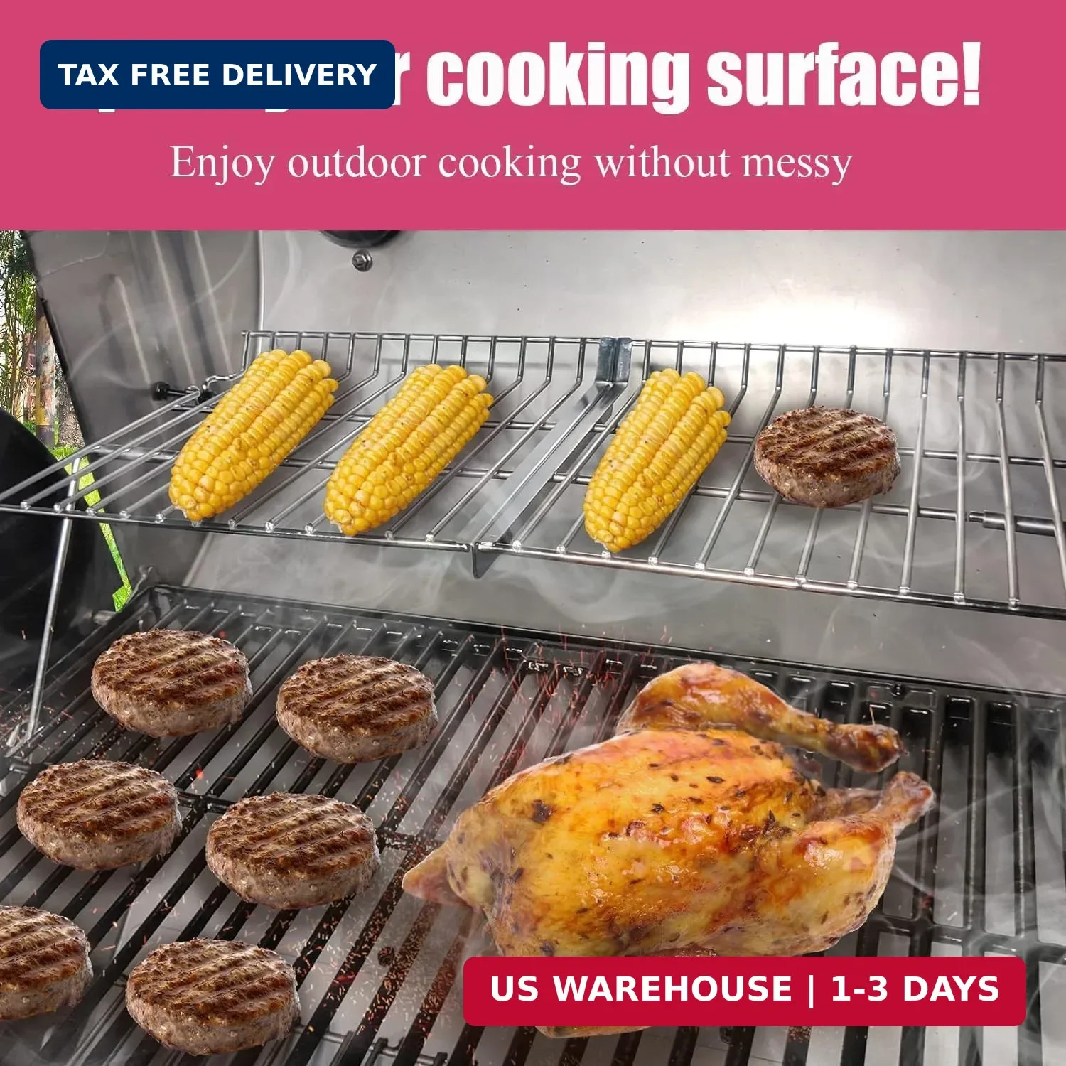 Grill Warming Rack Parts for Char Griller Grill 5050 3001 5650 5072 3008 Warm