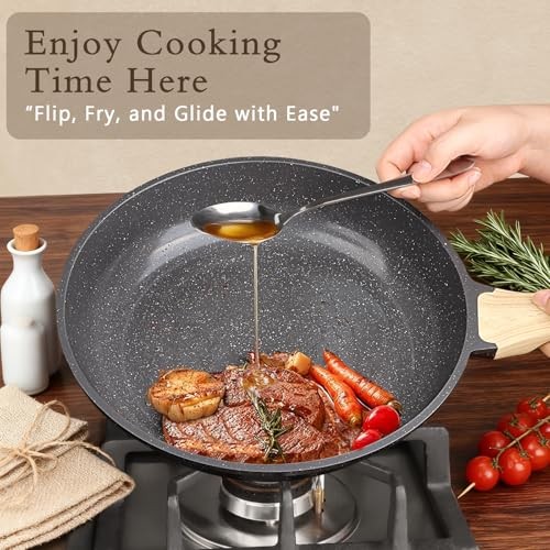 Ceramic Pots and Pans Set Non Stick – 17 Pcs Nonstick Cookware 17PCS Dark Gray