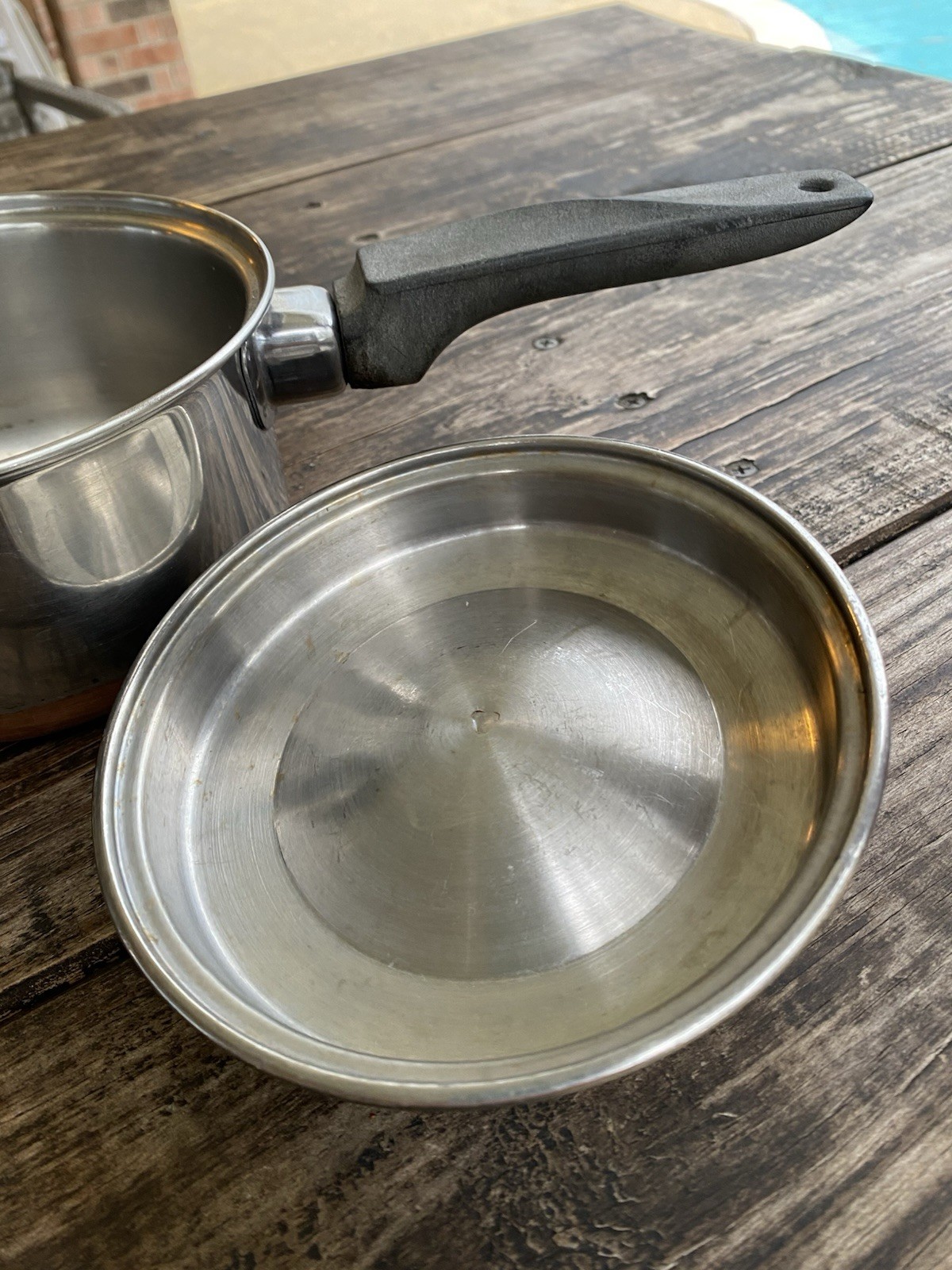 Flint EKCO Stainless Steel Copper Bottom 1 Quart Saucepan & Lid USA #259