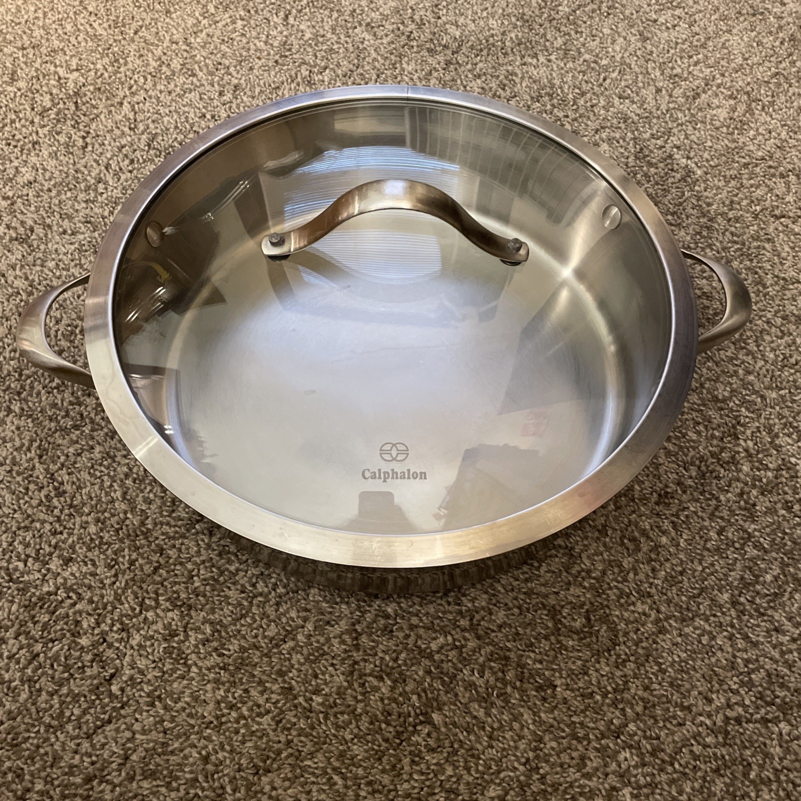 Calphalon 5005-5Qt Stainless Steel Fry/Sauce Pan Skillet W/Lid Nice!