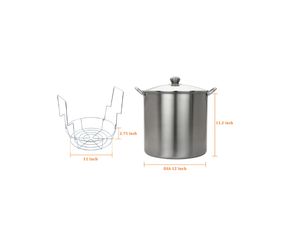 Mainstays 21.5 Quart Stainless Steel Canning Pot with Rack, Dual Water Bath Cann