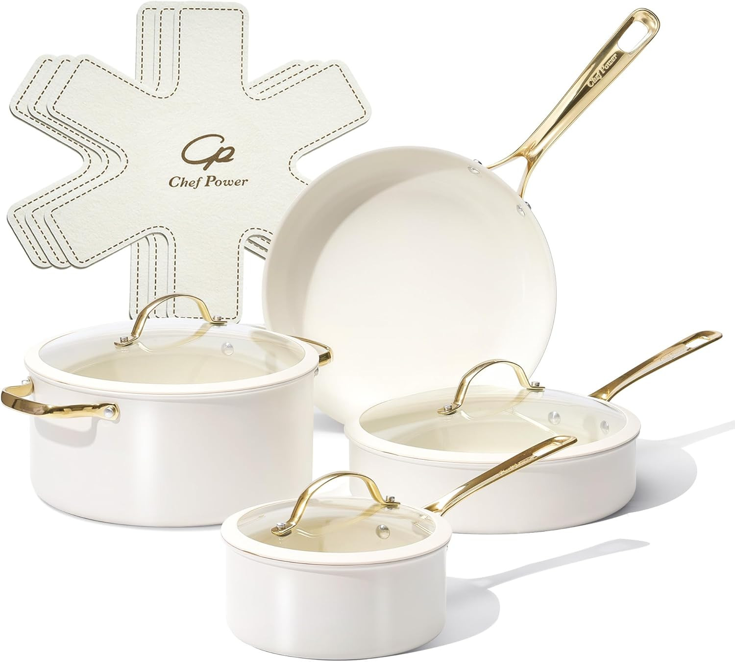Elegant 10-Piece Non-Stick Ceramic Cookware Set with Stainless Steel Handles