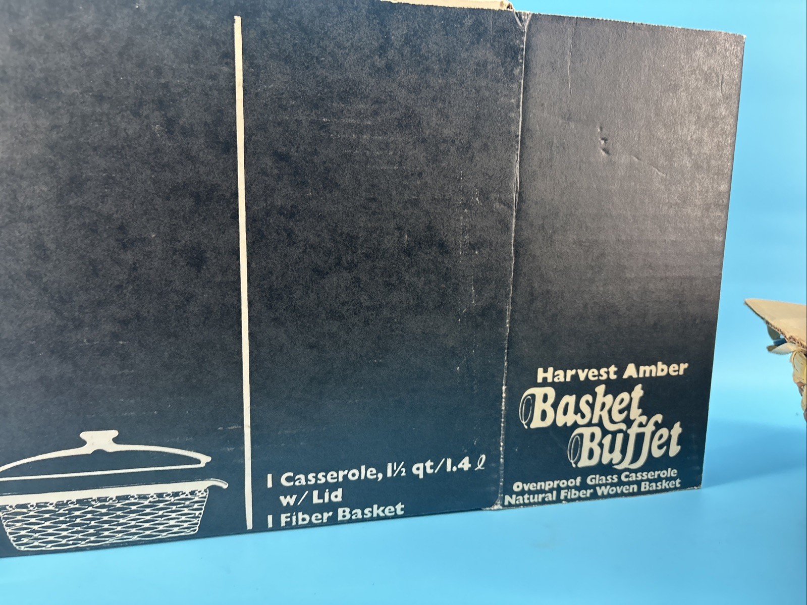 Vtg Anchor Hocking Basket Buffet Harvest Amber 1.5qt Casserole New in Box M400